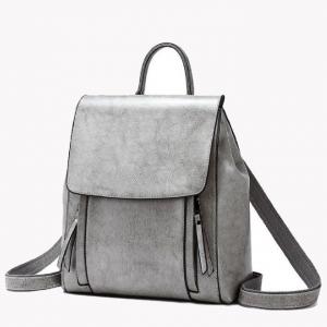 Wholesale Lady'S Two Layer Cowhide Oil Wax Leather Backpack from china suppliers