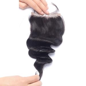 Wholesale Natural 4x4 Lace Closure Hair Extensions No Animal Loose Wave Closure from china suppliers