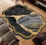 Shiny Shaped Living Room Carpet Chair Floor Mat Marble Irregular Foldable Area
