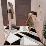 Rectangle Crystal Velvet Floor Carpet Rug Household Door Marble Entry Mat