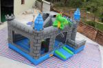 0.55mm PVC Dragon Cartoon Inflatable Jump House Blue Gray Green Color