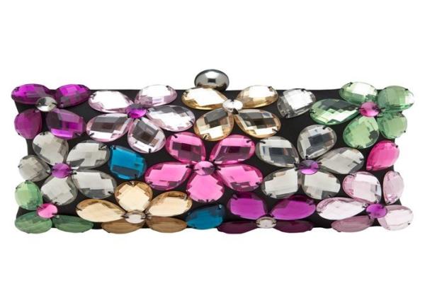 Beautiful Acrylic Flower Evening Clutch Bags Multi Coloured Embellished For Mini