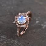 925 Sterling Silver CZ Wholesale Natural Stone Jewelry Faceted Rainbow Moonstone