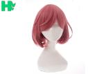 Short Pink Synthetic Cosplay Wigs 14 Inch Straight Heat Resistant