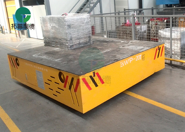 10t steerable battery transfer trolley on cement ground with PU wheels for aluminium coil factory