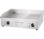 Silver Stainless Steel Electric Half-Grooved Griddle for Temperature Range of 50