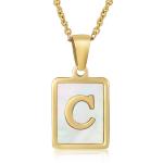 Simple 15*12MM Stainless Steel 3D Shell Letter Necklace Women'S Titanium Steel