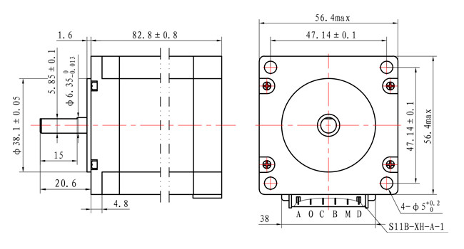 2 PHASE NEMA 23 STEPPING MOTOR 2.0A 1.6N.m With CE ROHS ISO