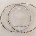 12 Inch Beaded Glass Charger Plate Gold Trim For Wedding Event Supplies
