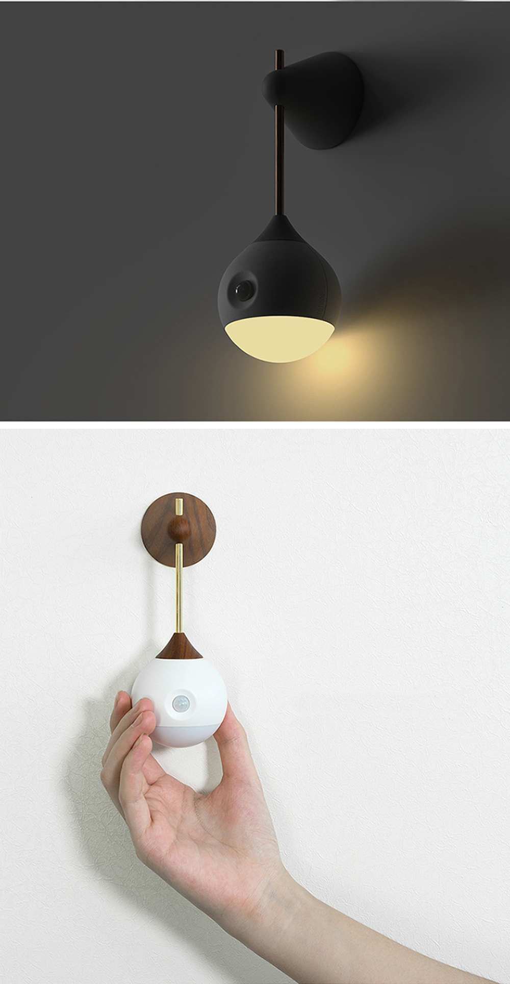 Wall Mount 500mAH 15Lm USB Rechargeable Motion Sensor Light
