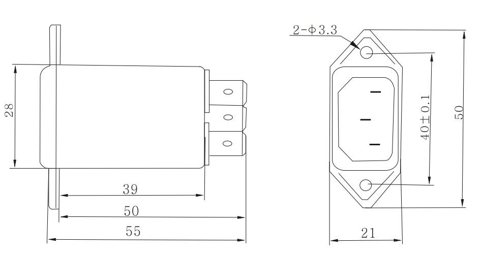 DAI1 Series IEC Socket Type EMI Single Phase Power Noise Filter 1A 3A 6A 10A