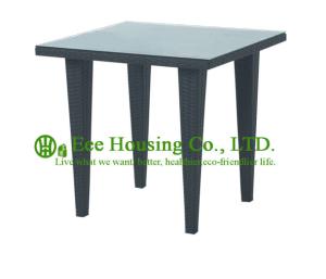 Wholesale 80*80*74cm Mordern Outdoor PE Rattan Dining Table For Sale, 5mm tempered glass table top from china suppliers