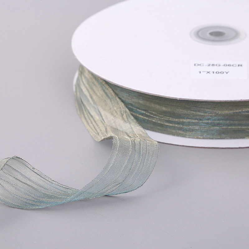 Gift Wrapping 25mm Organza Ribbon Korea 2.5cm Sheer Wired Ribbon