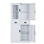 RAL Color 0.6mm Cold Rolled Steel Glass Door Filing Cabinet