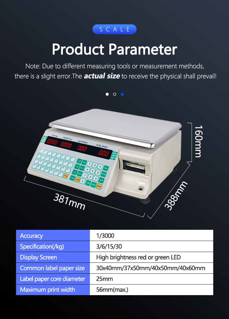 Advanced SHV-TMA Bar Code Table Scale 30kg with ABS Plastic/Stainless Steel Plate