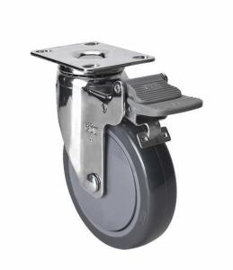 Wholesale Edl Chrome 4&quot; 80kg Plate Brake PU Caster 3724-77 Thick 2.5mm for Industrial Equipment from china suppliers