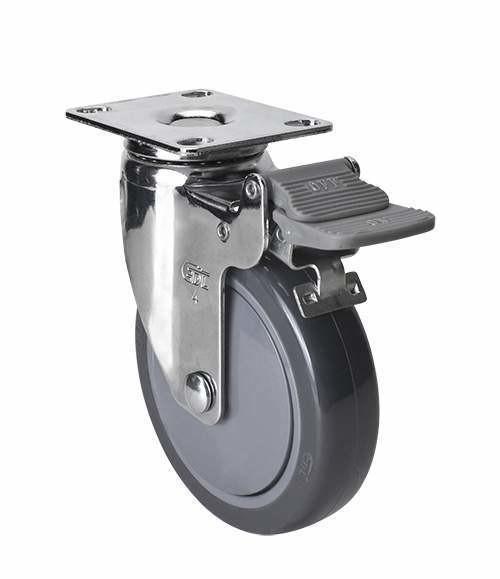 Edl Chrome 4" 80kg Plate Brake PU Caster 3724-77 Thick 2.5mm for Industrial