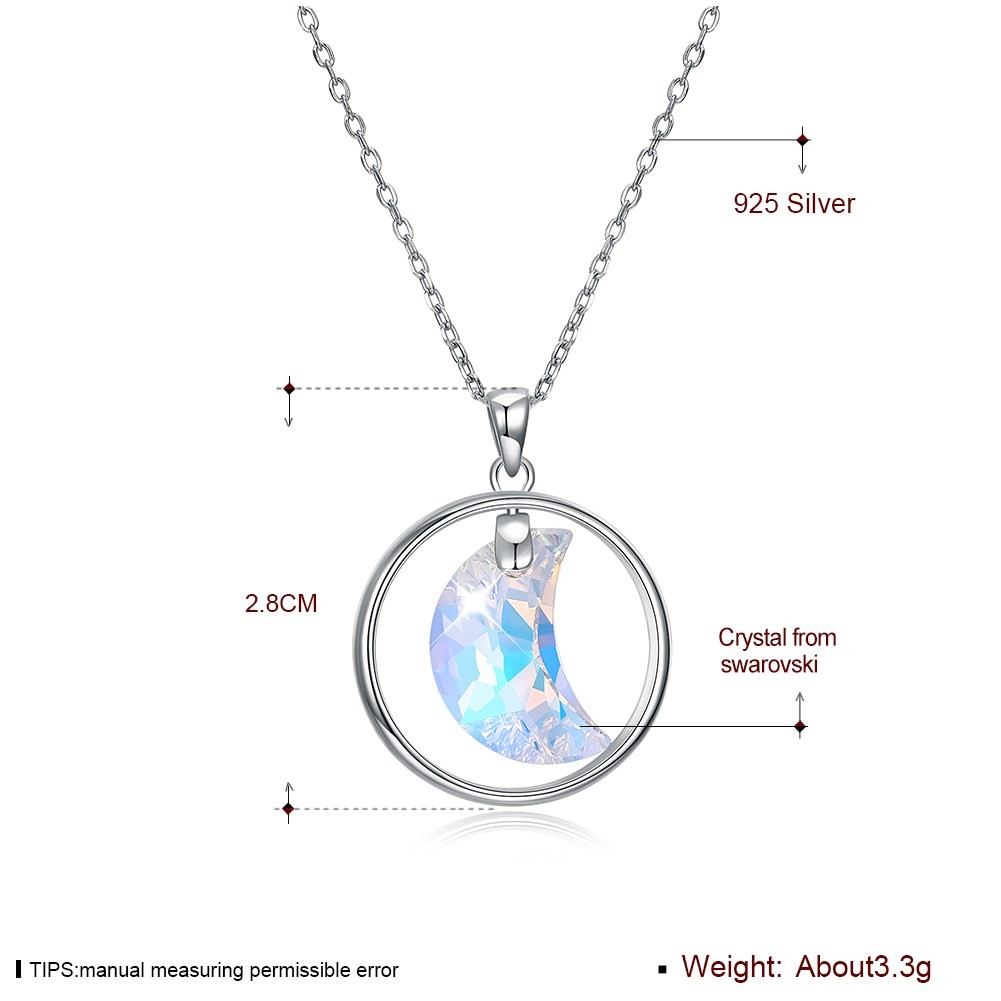 ODM 3.3g 2.8cm Sterling Silver Jewelry Necklaces Moon Clavicle Chain Necklace