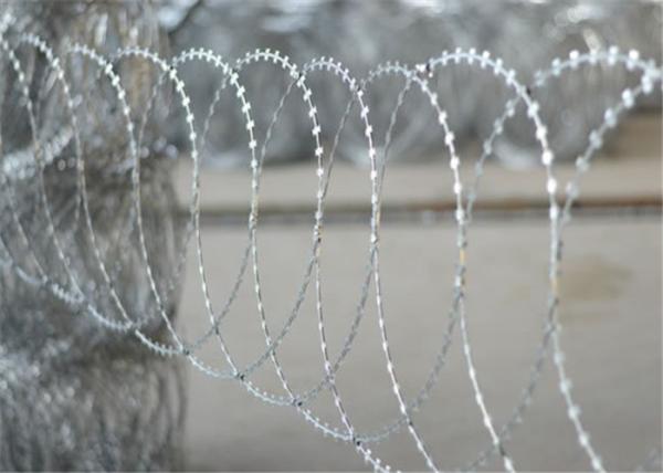Hot Dip Galvanized BTO 10 Flat Razor Wire Stainless Steel On Protect Private