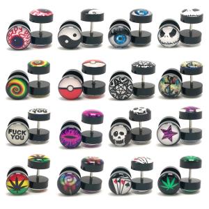 Wholesale New Earings Fashion Jewelry Women's Ear Stud Barbell Piercing Punk Men Earrings Black from china suppliers