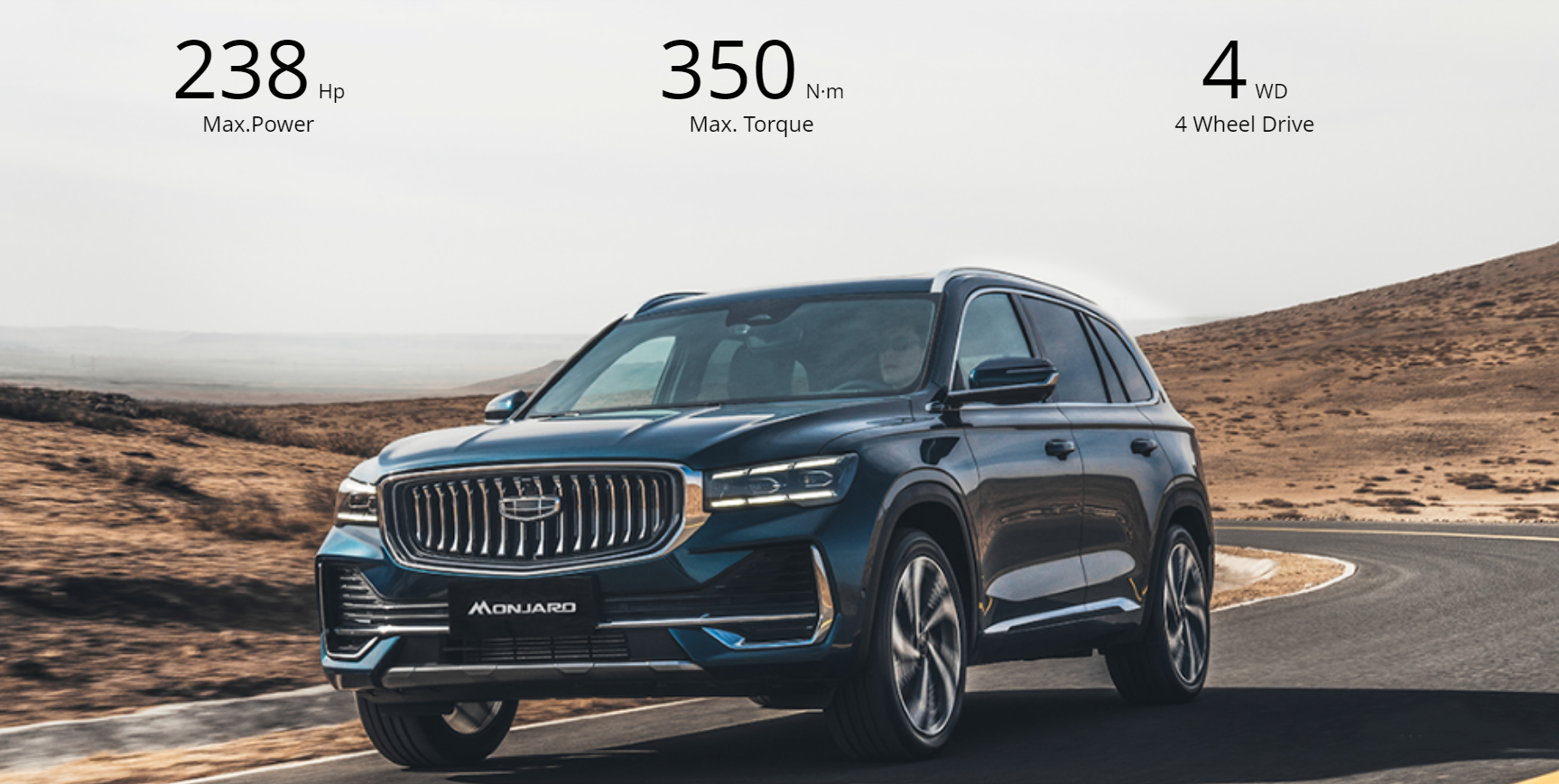 7 Speed Dual Clutch Gearbox 2023 Geely Monjaro 2.0T 4WD Flagship Luxury SUV with Retro LED and Electric Leather Interior
