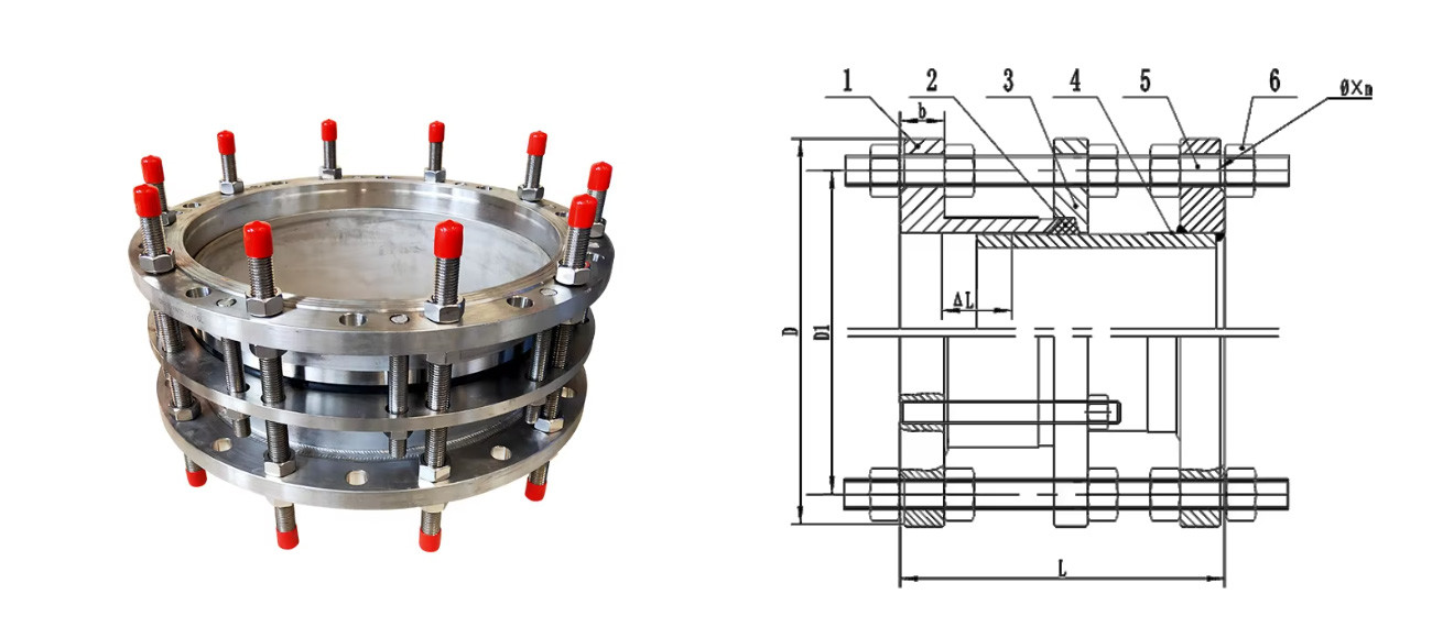 304 316L Stainless Steel Detachable Double Dismantling Flange Force Transmission Joint Half Wire Limited Expansion Joint