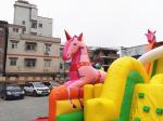 Inflatable Unicorn Carriage Dry Slide Outdoor With Air Blower