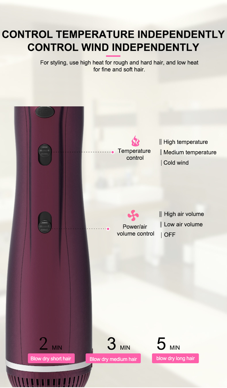 ABS Electric Hair Brush Dryer , Ionic 4 In 1 Hot Air Brush 1000W
