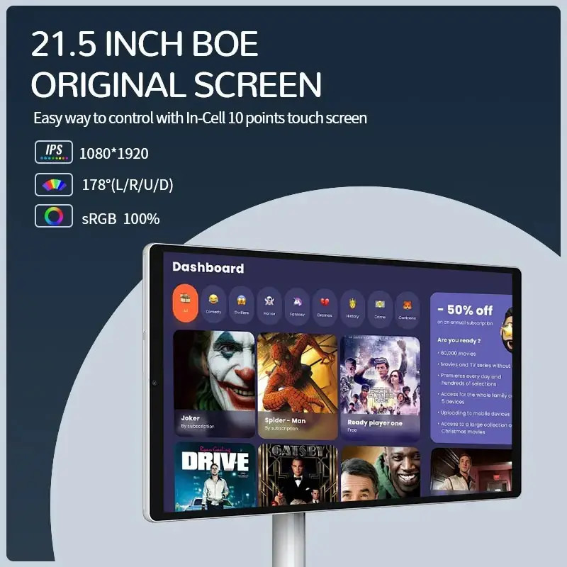 Standby Me Touch Screen Smart Tv Floor Stand Android Tablet Pc 24Inch Movable For Fitness Game