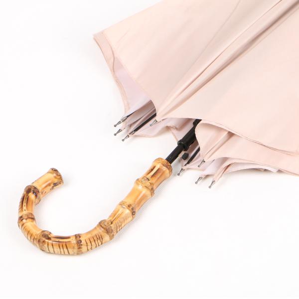 Fashional Bags Curved Handle Umbrella With Logo Printing Real Bamboo Handle