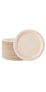 5 Compartment Plates, 125 Pack Disposable Paper Plates, Biodegradable Sugarcane Plates, Eco-Friendly School