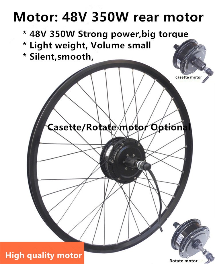 Brushless Motor Electric Bicycle Parts 48V 12AH 350W High Power Ebike Conversion Kit