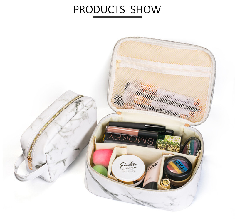 Luxury Beauty Custom Marble Makeup Bag Set Waterproof Wash Bag
