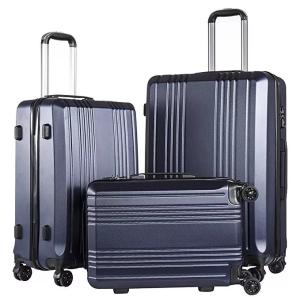 Wholesale ABS Waterproof Travel Luggage Hardside Trolley Suitcase Double Zipper TSA Lock 4 Spinner Wheels from china suppliers