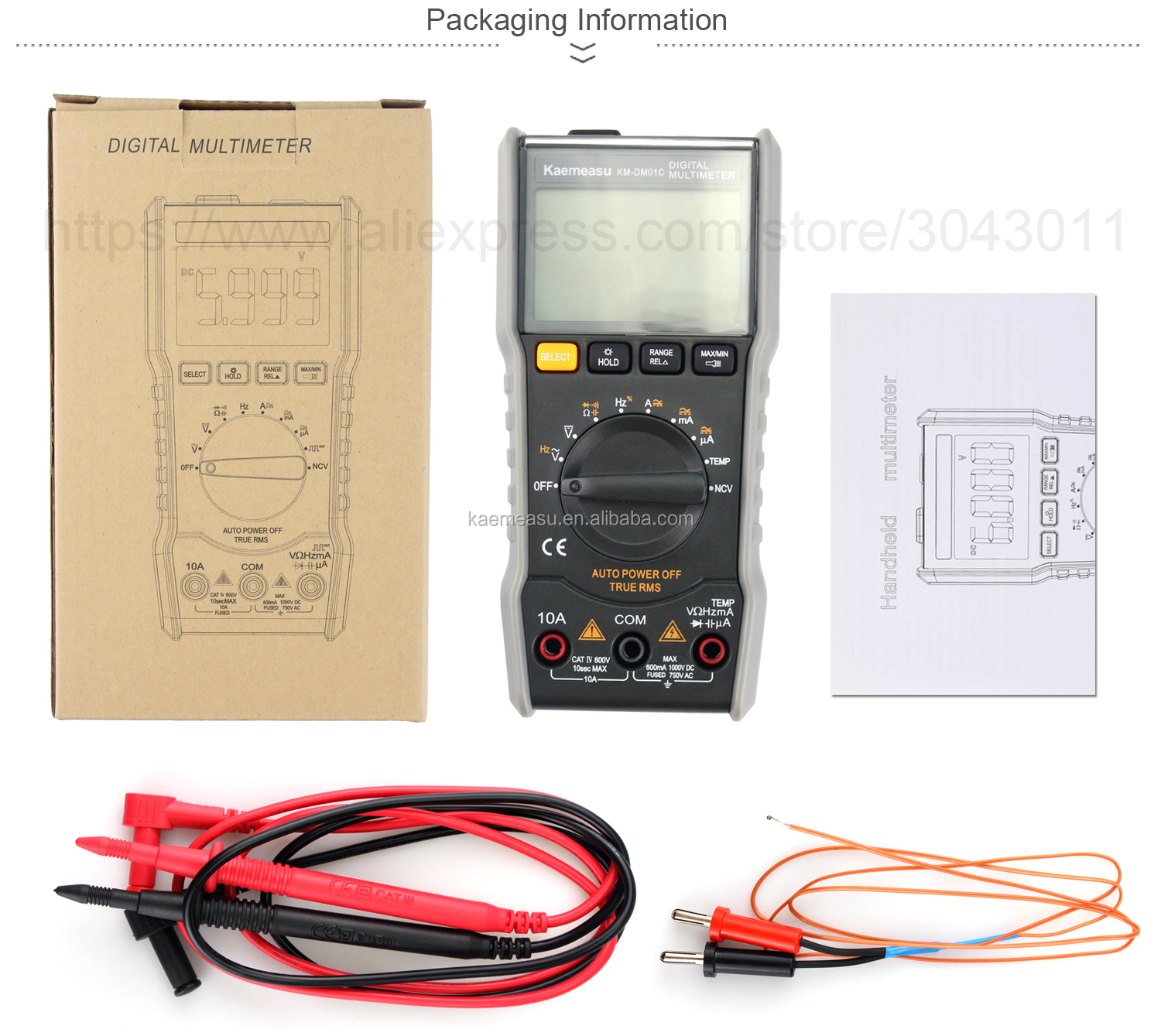 Auto Range NCV True RMS Live Wire/Naught wire Measurement Electric Handheld Pocket Digital Multimeters
