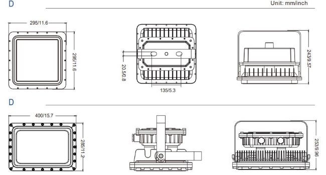 Cheap Atex Listed Explosion Proof Light 200w Waterproof Rectangular Appearance Gas Station LIGHT D SERIES