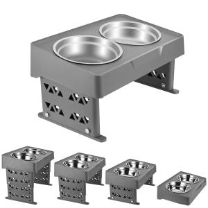 Wholesale Stainless Steel Elevated Pet Feeder Bowls Tableware Slip Neck Protection Adjustable Lifting from china suppliers