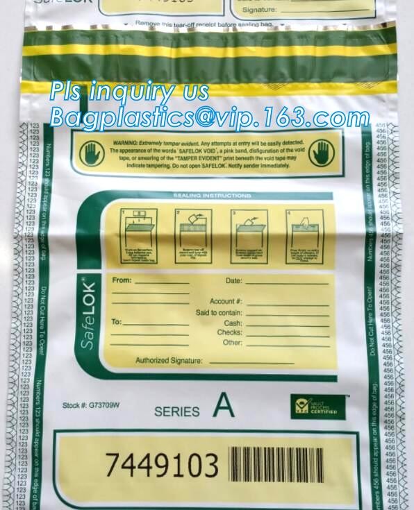 security deposit bags bank deposit bags cash deposit bags, general bank plastic deposit bags supply, Coin and Bank Note