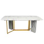 modern 56kg Luxury Marble Dining Table Rugged Stainless Steel Base Rectangle