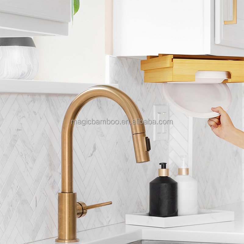 Household Wooden Bamboo Paper Towel Dispenser Under Cabinet 12 Inch 10 Inch