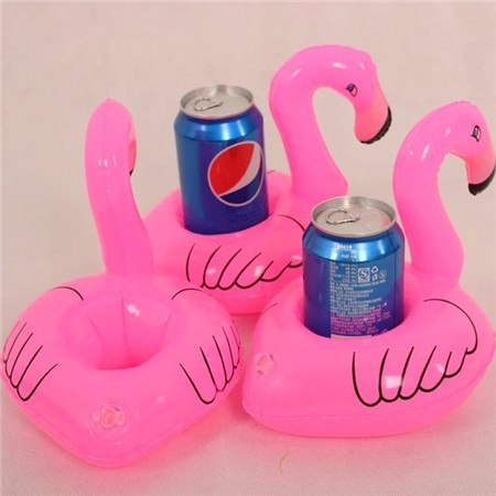 Mini Cute Red Flamingo Floating Inflatable Drink Can Holder Pool Bath Toys Party