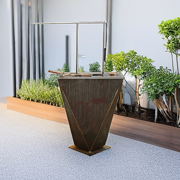 wood burning corten steel bbq grill