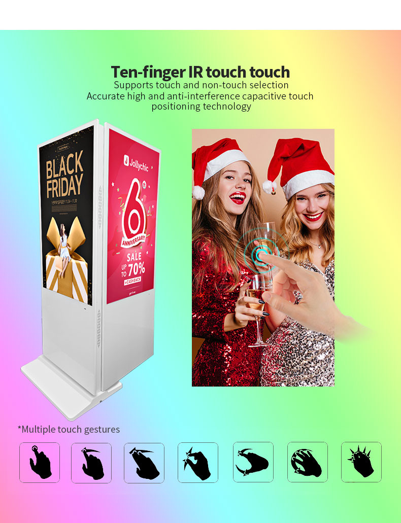 43" Double Sided Screen Capacitive Touch Screen Wifi Kiosk With Free CMS Software