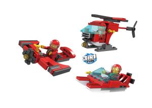 Wholesale 58Pcs 3 In 1 Mini Building Blocks Educational Toys Fire Rescue Vehicle Helicopter from china suppliers