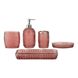 Wholesale Sea grass and chili round shape with vintage pattern luxury bath accessories glass soap dispenser lotion dispenser from china suppliers