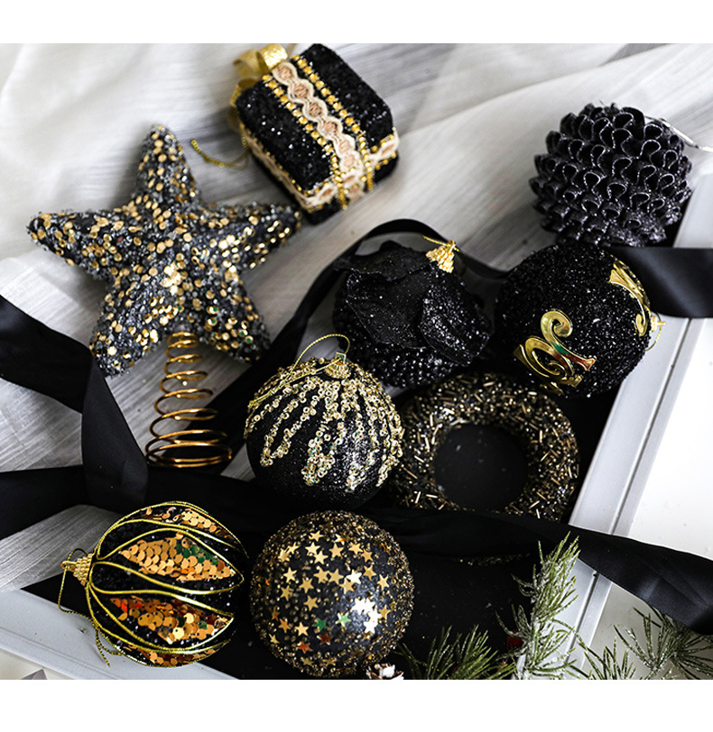 Christmas Foam Ball Classic Black Gold Series Christmas Tree Pendant Decoration