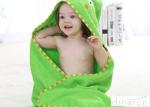 Professional Green Color Baby Hooded Towels With Animal Hood 90*90cm