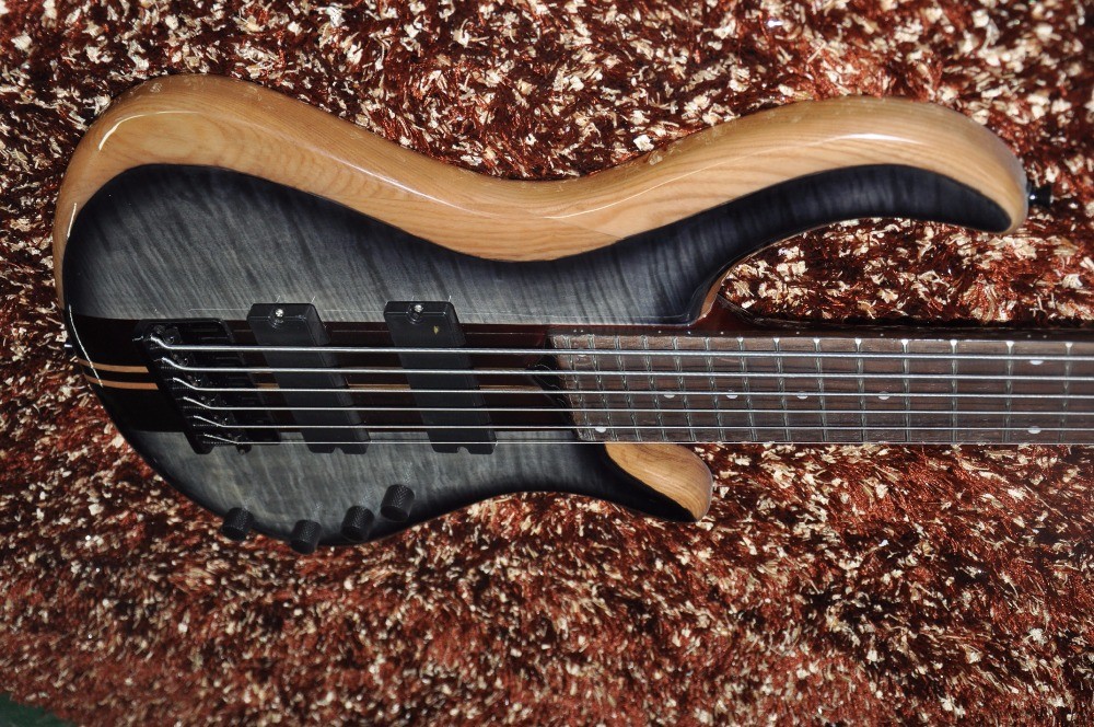 Mayones custom bass guitar 6 string electric bass guitar Neck through body Alder with flamed maple Active pickups