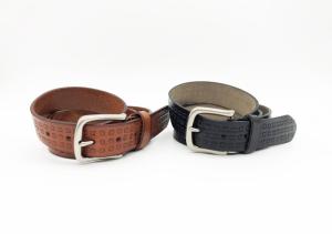 Wholesale Foursquare Pattern Leather Waist Belt , Custom Embossed Belts With Zinc Alloy Buckle from china suppliers