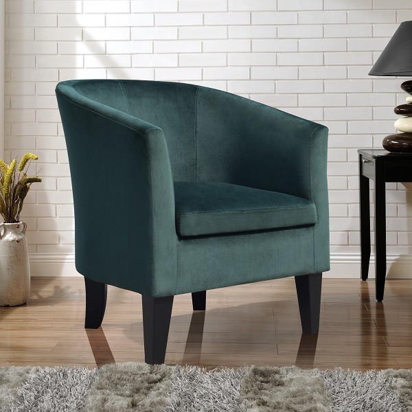 Yellow Modern Plush Velvet Tub Armchair Timber Frame Wooden Feet For Office Living Room